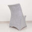 Stretch Spandex Chair Cover Silver for Folding Chairs - Metallic Shimmer Tinsel Back Design Fitted Slipcover - Linen Luxes