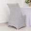Stretch Spandex Chair Cover Silver for Folding Chairs - Metallic Shimmer Tinsel Back Design Fitted Slipcover - Linen Luxes