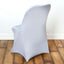 Stretch Spandex Chair Cover Silver for Folding Chairs - Reusable & Wrinkle - Resistant 160GSM Fitted Slipcover - Linen Luxes