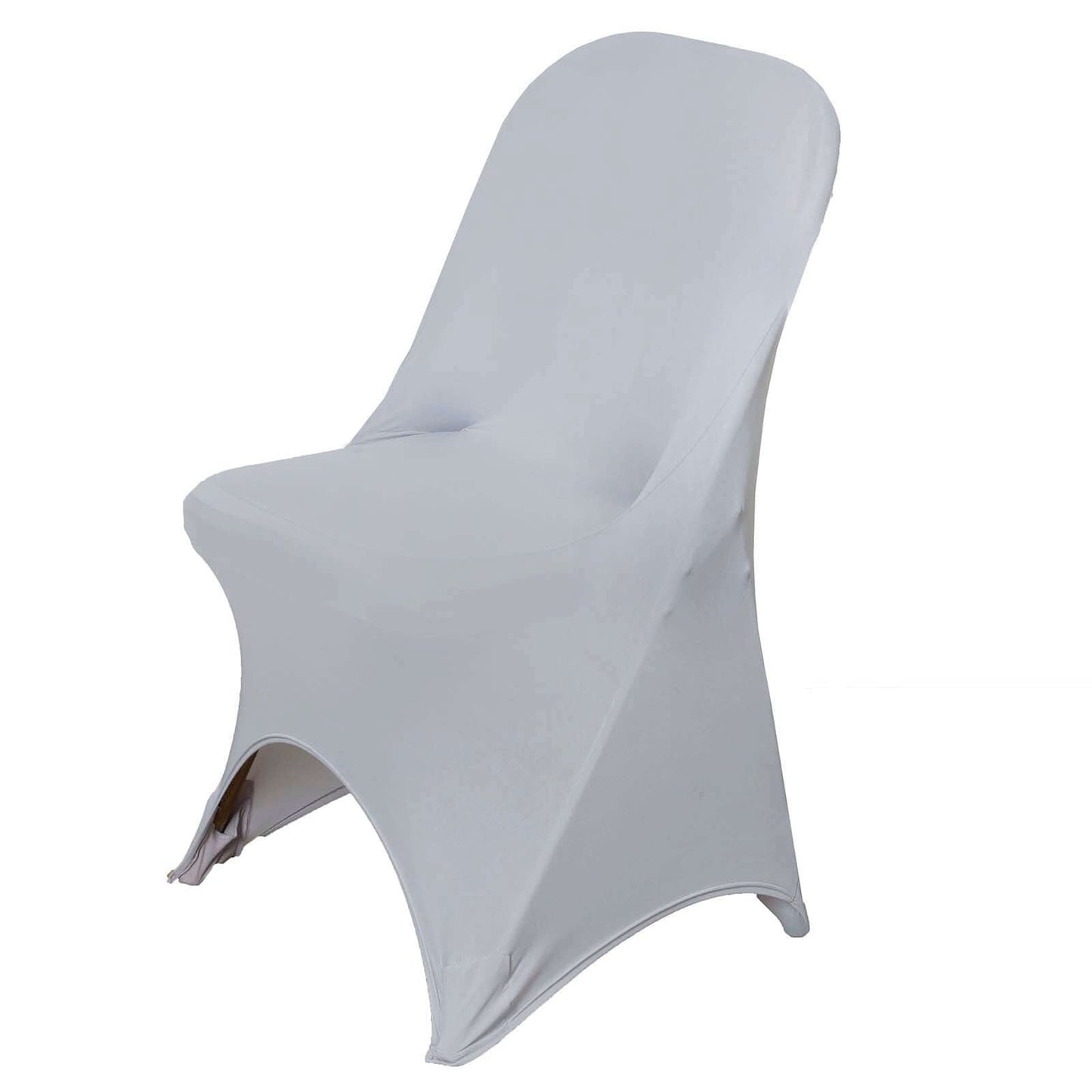 Stretch Spandex Chair Cover Silver for Folding Chairs - Reusable & Wrinkle - Resistant 160GSM Fitted Slipcover - Linen Luxes