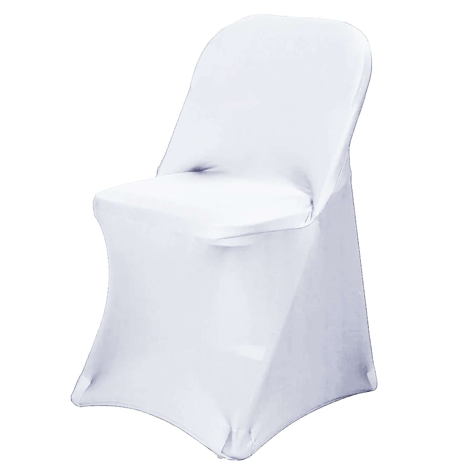 Stretch Spandex Chair Cover White for Folding Chairs - Reusable & Wrinkle - Resistant 160GSM Fitted Slipcover for a Polished Look - Linen Luxes