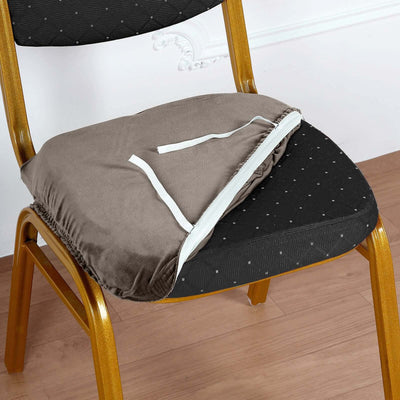 Velvet Chair Cushion Protector Stretch with Tie for Dining Chairs Charcoal Gray - Durable Cover for Formal Gatherings