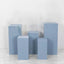 Set of 5 Dusty Blue Spandex Rectangle Pedestal Stand Covers, Stretchable Pillar Prop Covers - 160 GSM