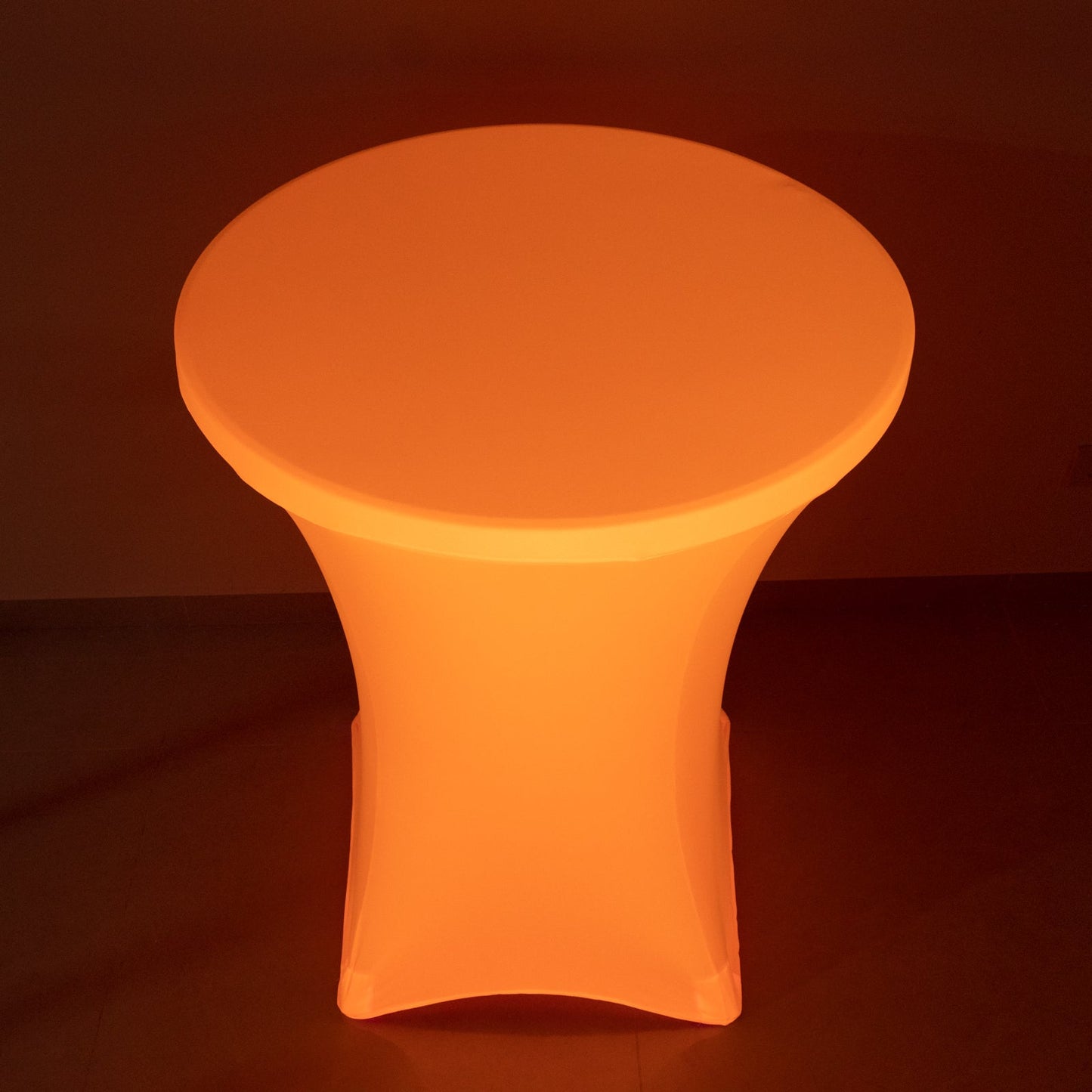 Glow Neon Orange Fitted Spandex Cocktail Tablecloth â€“ 30" Round, Wrinkle-Free Cover