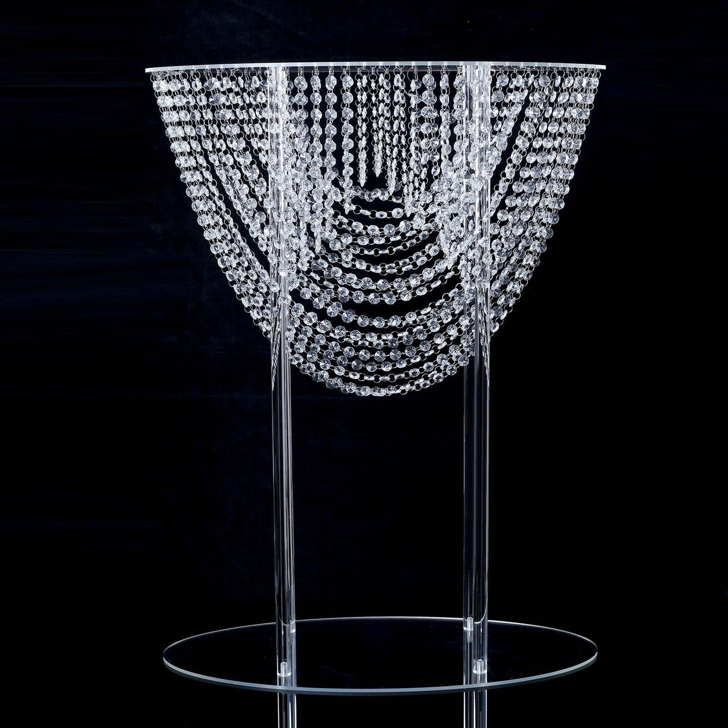 Acrylic Wedding Bouquet Pillar Centerpiece Crystal Chandelier Design - Large Flower Arrangement Table Stand 32"