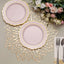 10-Pack Plastic 8" Round Dessert Plates in Blush with Gold Scalloped Rim - Disposable Appetizer/Salad Plates