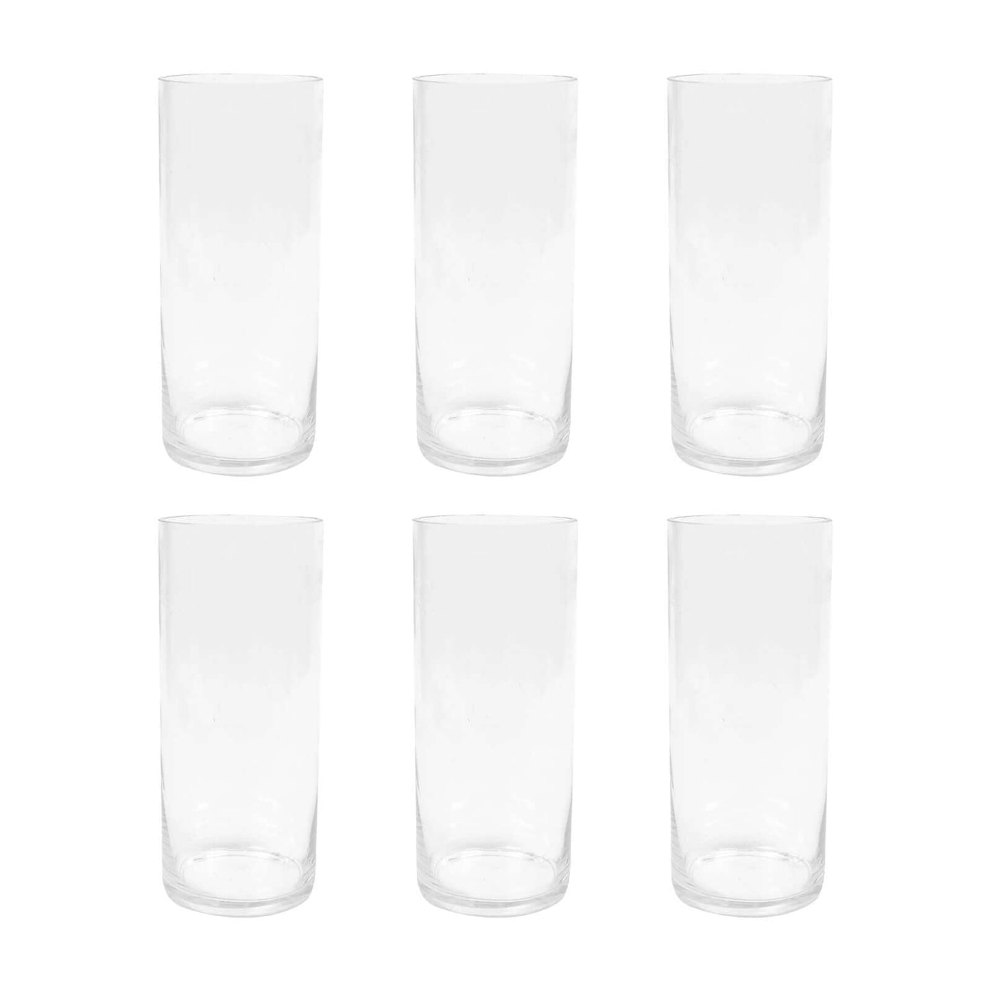 6-Pack Glass Flower Vases Cylinder Design Heavy Duty Clear - Stylish Centerpieces for Weddings 12"