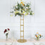 Metal Wedding Centerpiece Open Frame Design Gold - Grand Halo Top Floral Riser Pedestal 46"