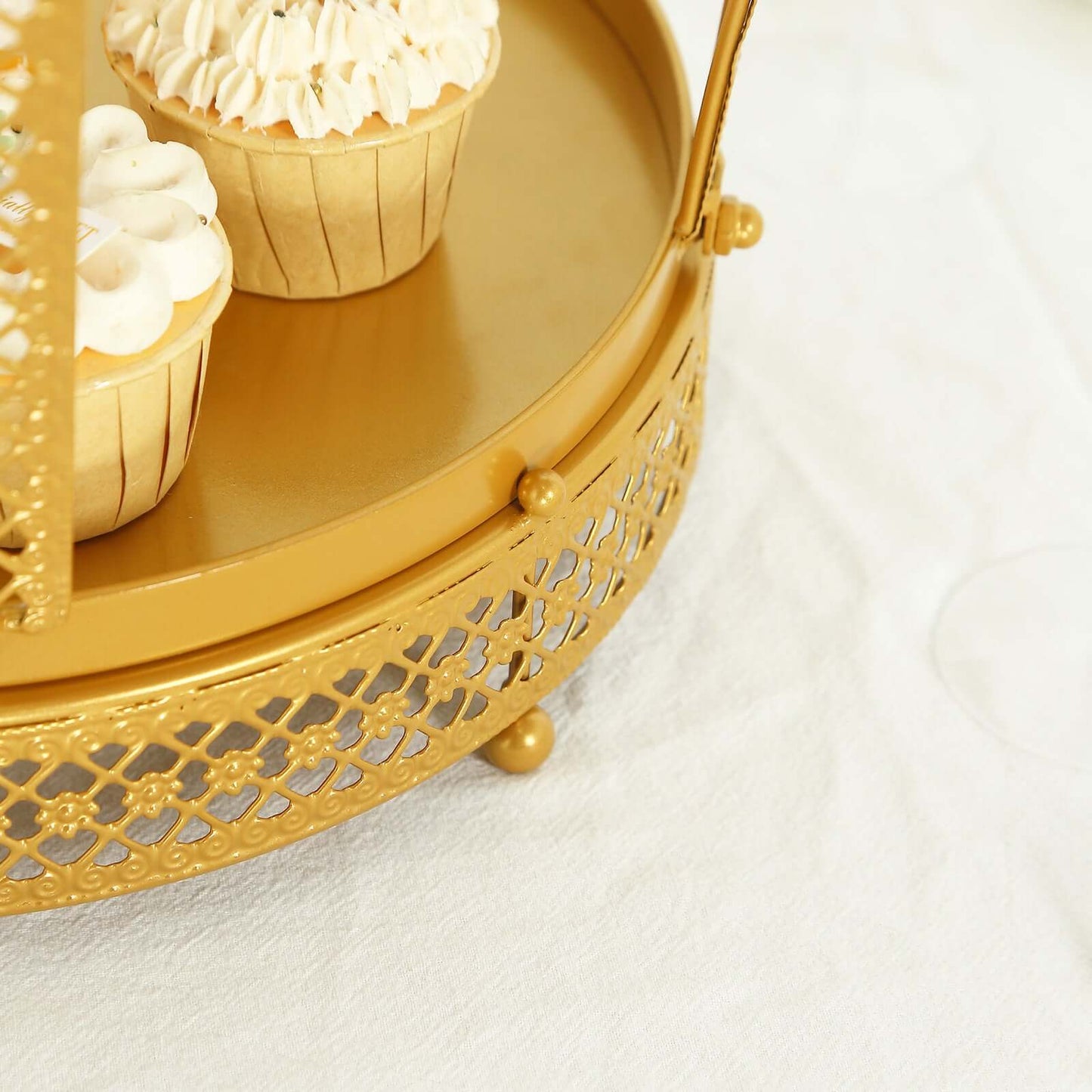 Metal Wedding Cupcake Stand Gold Princess Crown Style - Stunning Dessert Display Holder Centerpiece for Upscale Weddings & Special Occasions 19"