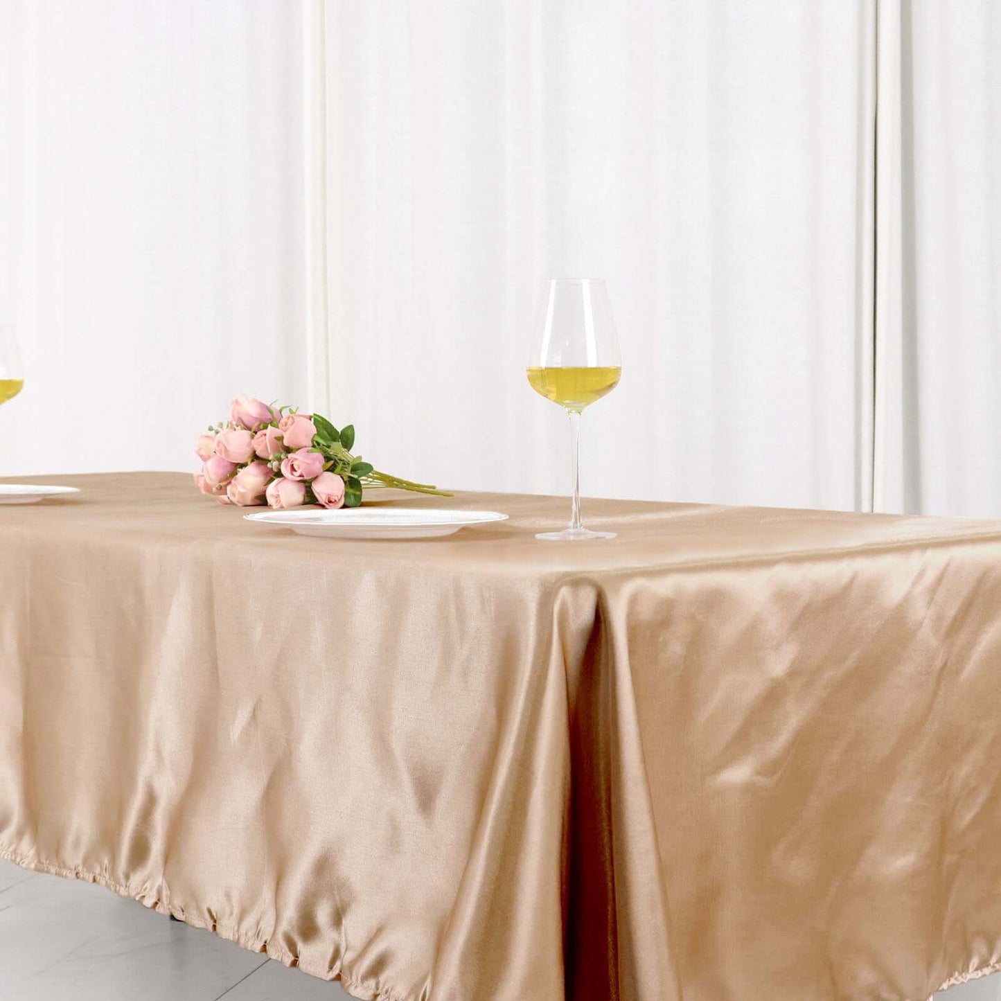 Satin Rectangular 60"x102" Tablecloth Nude - Smooth and Lustrous Table Cover
