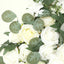 Set of 2 Silk Rose Floral Swag Wedding Arch Flowers in White with Eucalyptus Leaves, Large Artificial Flower Arrangement Garlands - 24",42"