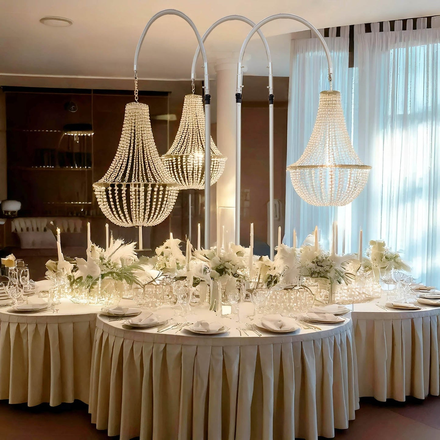 3ftx10ft Curved Aluminum Chandelier Hanger and Coupler with Heavy Steel Base Plate