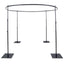10ft Adjustable 4-Post Round Black Metal Backdrop Stand Canopy, Circular Wedding Event Arch Frame Chuppah