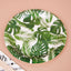 25-Pack Paper 7" Round Dessert Plates in White with Tropical Palm Leaf Design - Disposable 300GSM Appetizer Salad Plates for Boho Chic & Jungle Themed Events