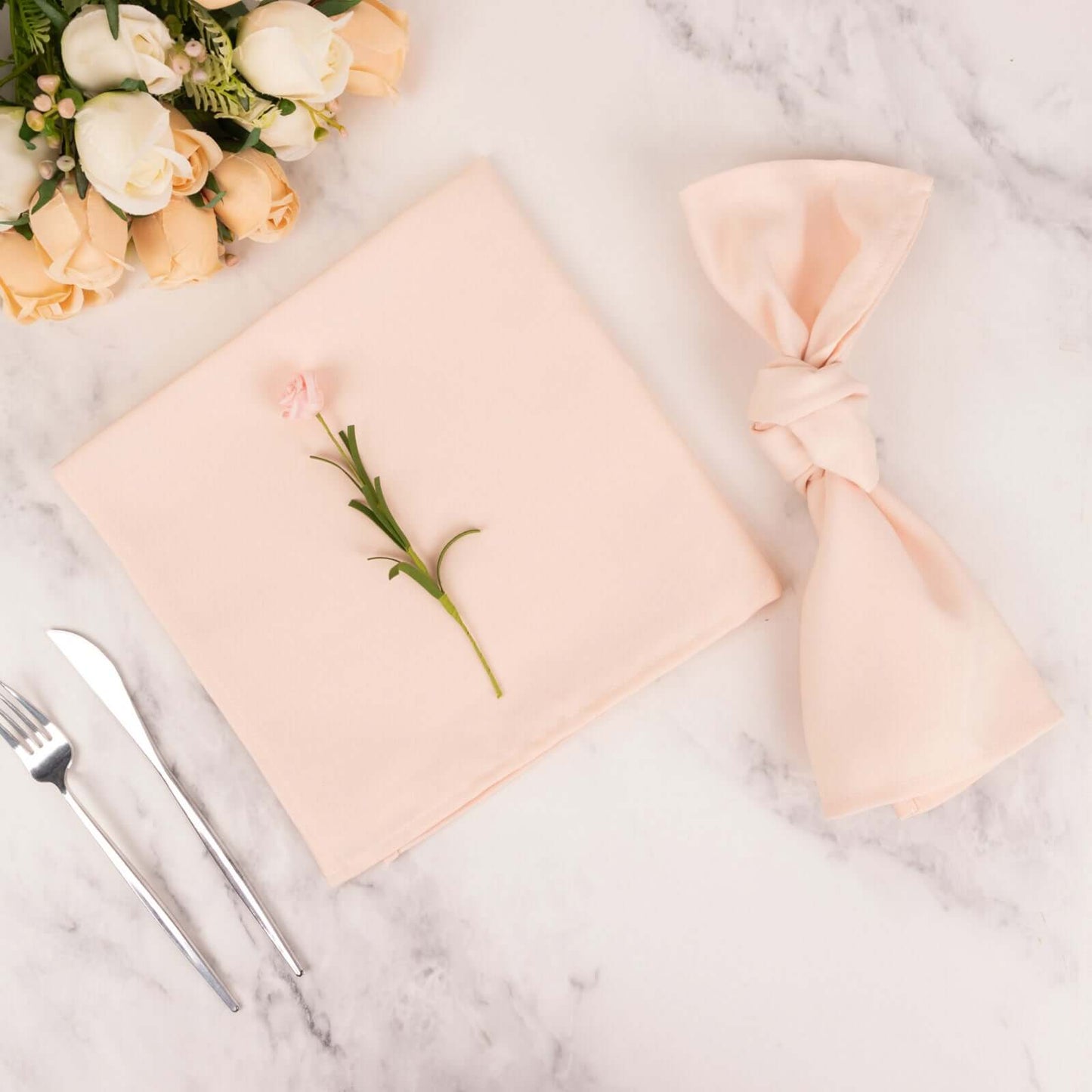 5 Pack Premium Polyester 20"x20" Napkins Blush - Wrinkle-Resistant & Durable Dinner Napkins