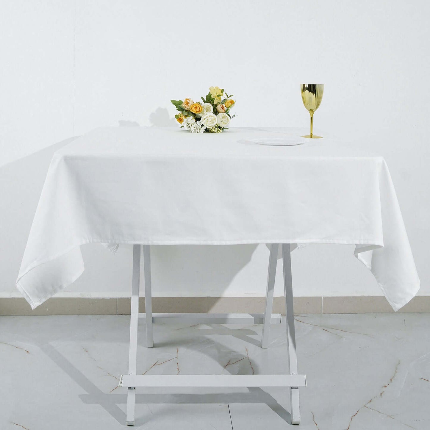 100% Cotton 54"x54" Square Tablecloth White Linen - Sophisticated, Soft & Breathable Fabric Table Cover