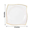 10-Pack Plastic 10" Square Dinner Plates in White with Gold Wavy Rim Modern - Disposable Party Plates for Luxe Events & Banquets