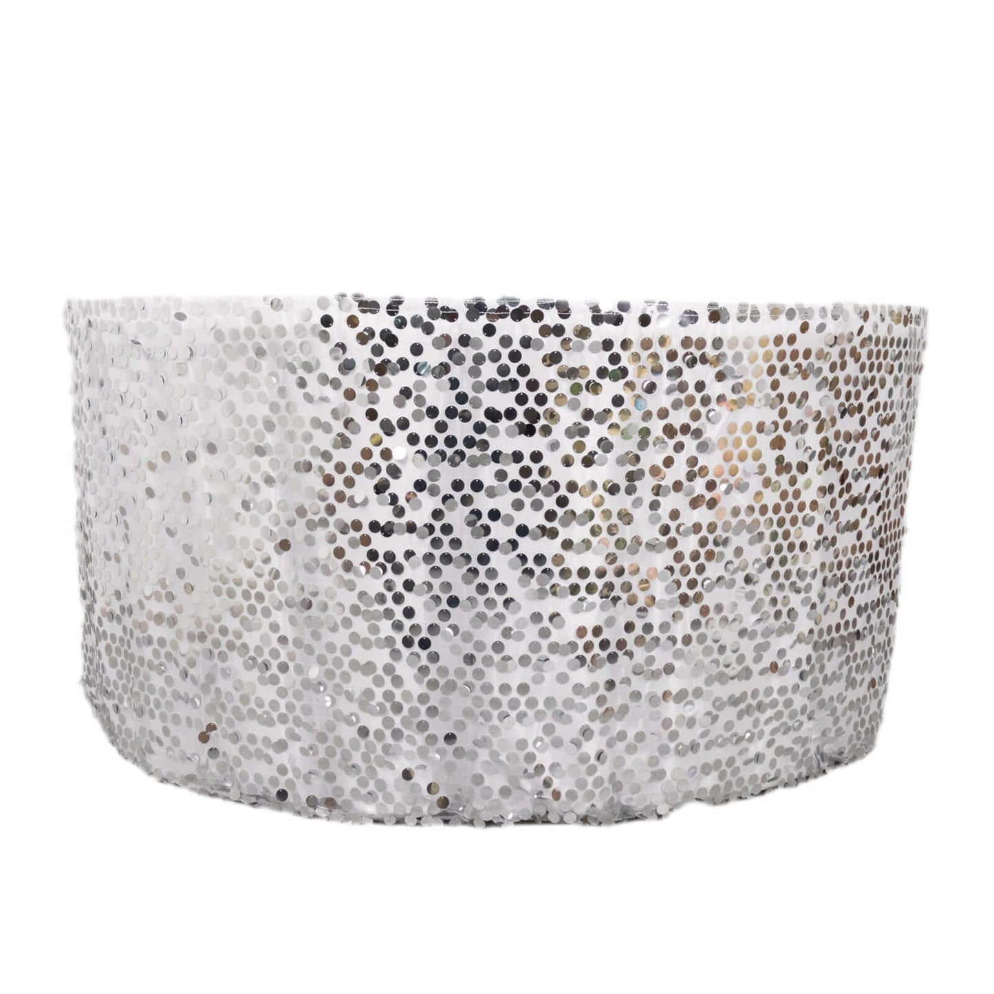 Payette Sequin 21ft Table Skirt Silver - Dual Layered Satin Table Cover