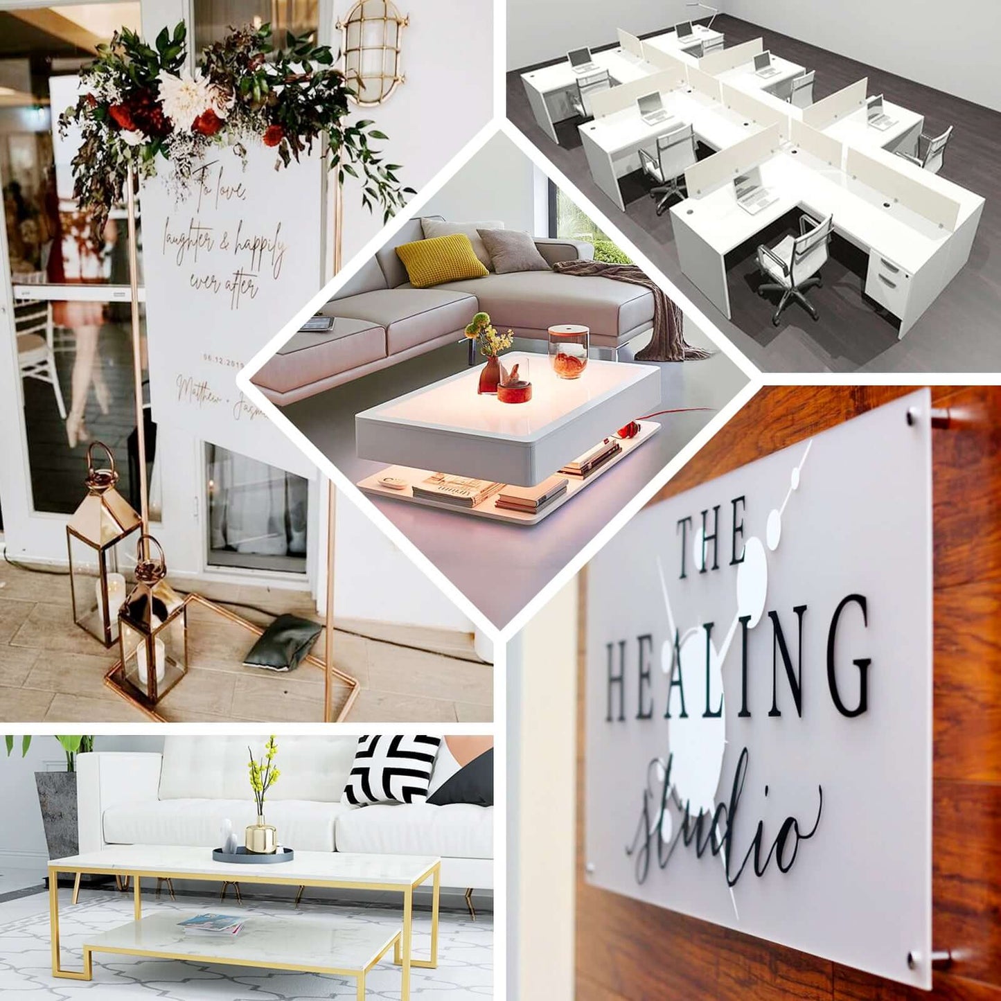 2-Pack Acrylic Plexiglass Sheets Rectangular Side Plates White - Protective Film Coating 40"x12"