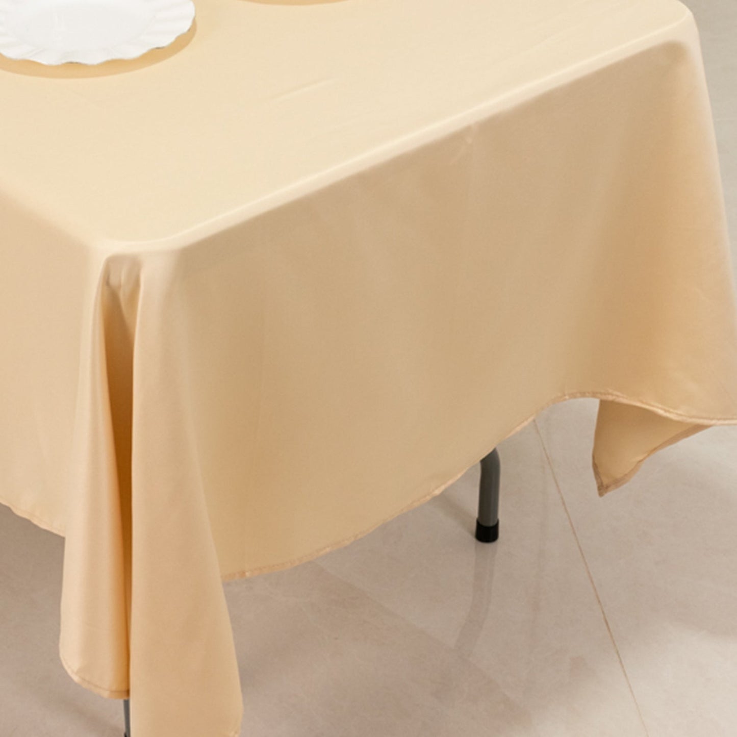 Lamour Satin 60"x102" Rectangle Tablecloth Beige - Durable & Silky Soft Feel Table Cover
