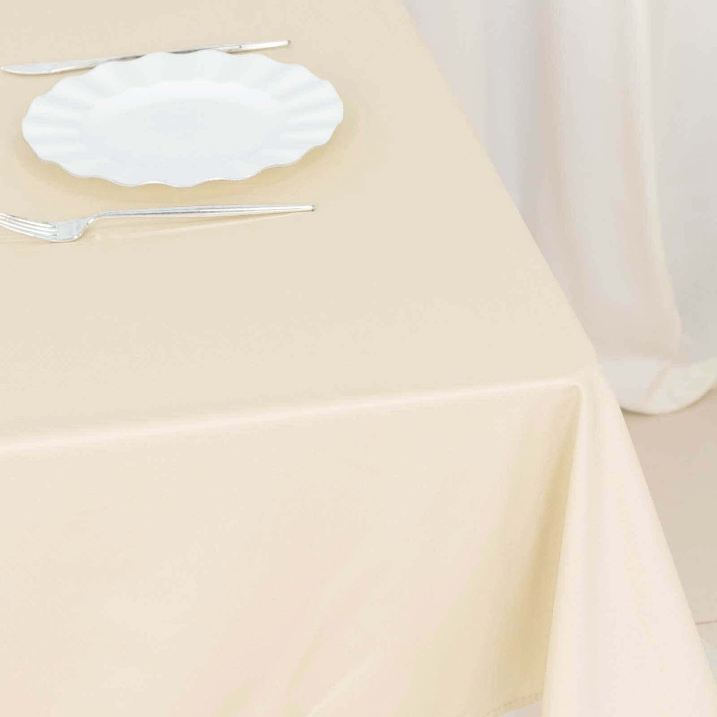 Scuba 54"x54" Table Overlay Square Tablecloth Beige - Wrinkle Free & Stain Resistant Table Cover