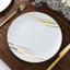 10-Pack Plastic 10" Round Dinner Plates in White with Gold Brush Stroked Print - Disposable Party Dinnerware for Modern Themed Events & Banquets