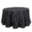 Taffeta 120" Round Tablecloth Black | 3D Leaf Petal Design Seamless Table Cover