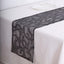 Mesh 12"x108" Table Runner Black - Leaf Vine Embroidery