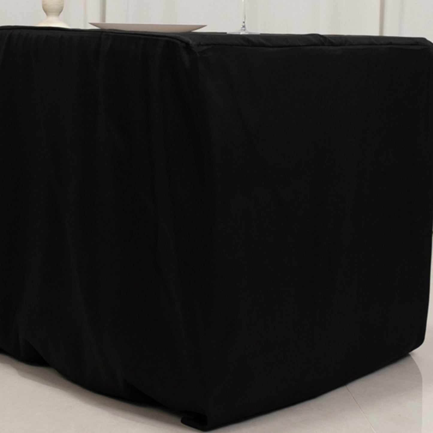 Premium Polyester 6ft Rectangle Tablecloth Black Durable Fitted 220GSM Table Cover