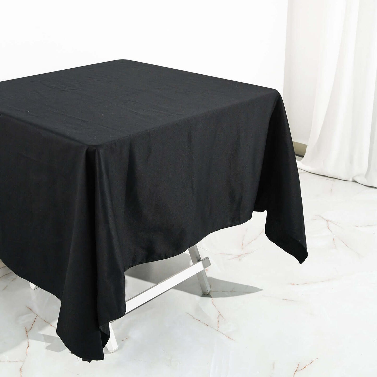 100% Cotton 70"x70" Square Tablecloth Black Linen - Soft & Breathable Fabric Table Cover