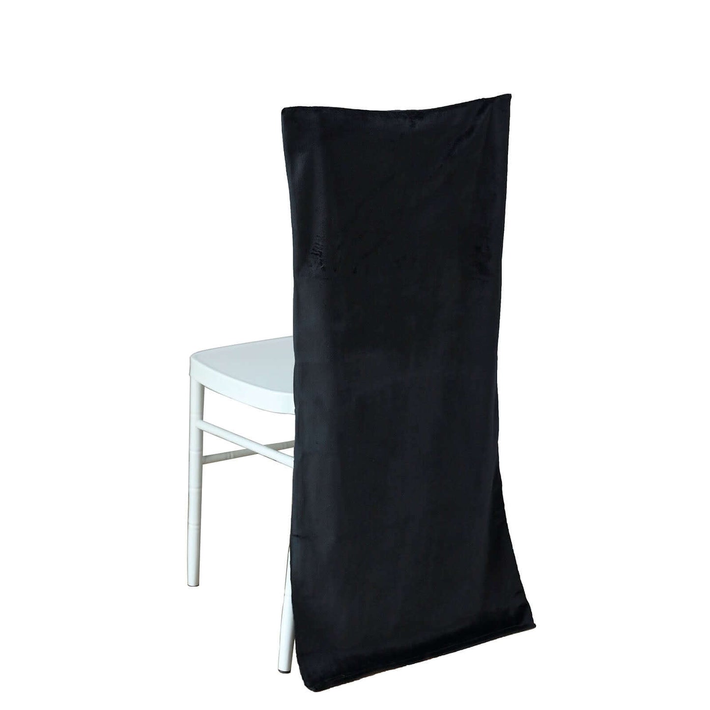 Velvet Chair Back Slipcover for Chiavari Chairs Black - Soft and Smooth Solid Chair Back Cover Cap for Weddings
