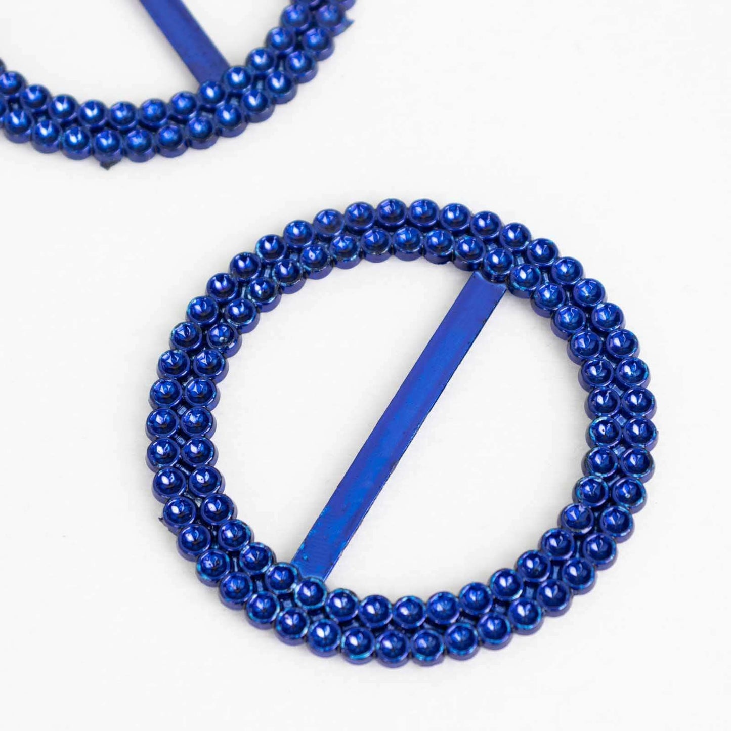 20 Pack Diamond Round Chair Sash Band Buckle Pins Royal Blue - Timeless Rhinestone Napkin Rings 2.5"