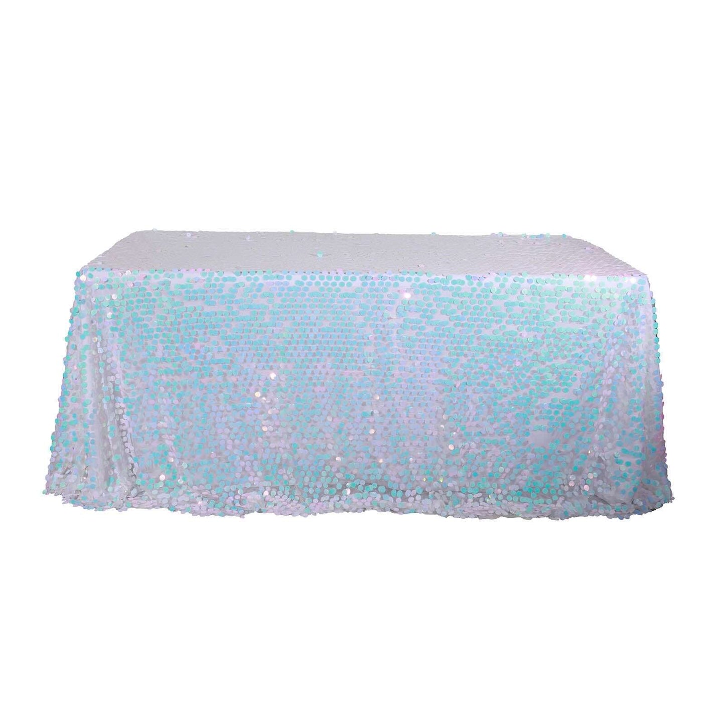 Sequin 90"x132" Rectangle Tablecloth Iridescent Blue - Seamless Big Payette Table Cover