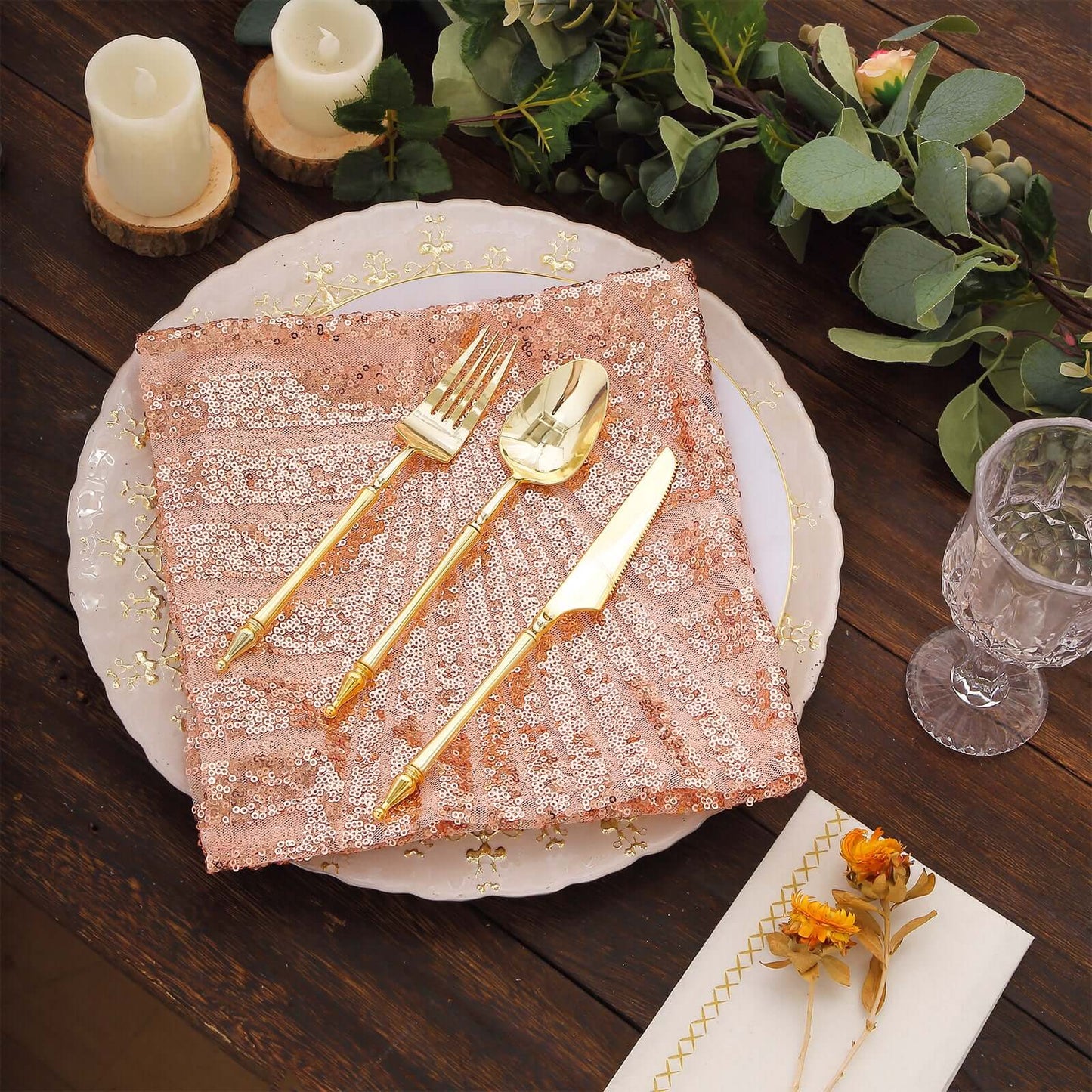 Sequin Napkins 20"x20" Blush - Diamond Pattern Reusable Napkin