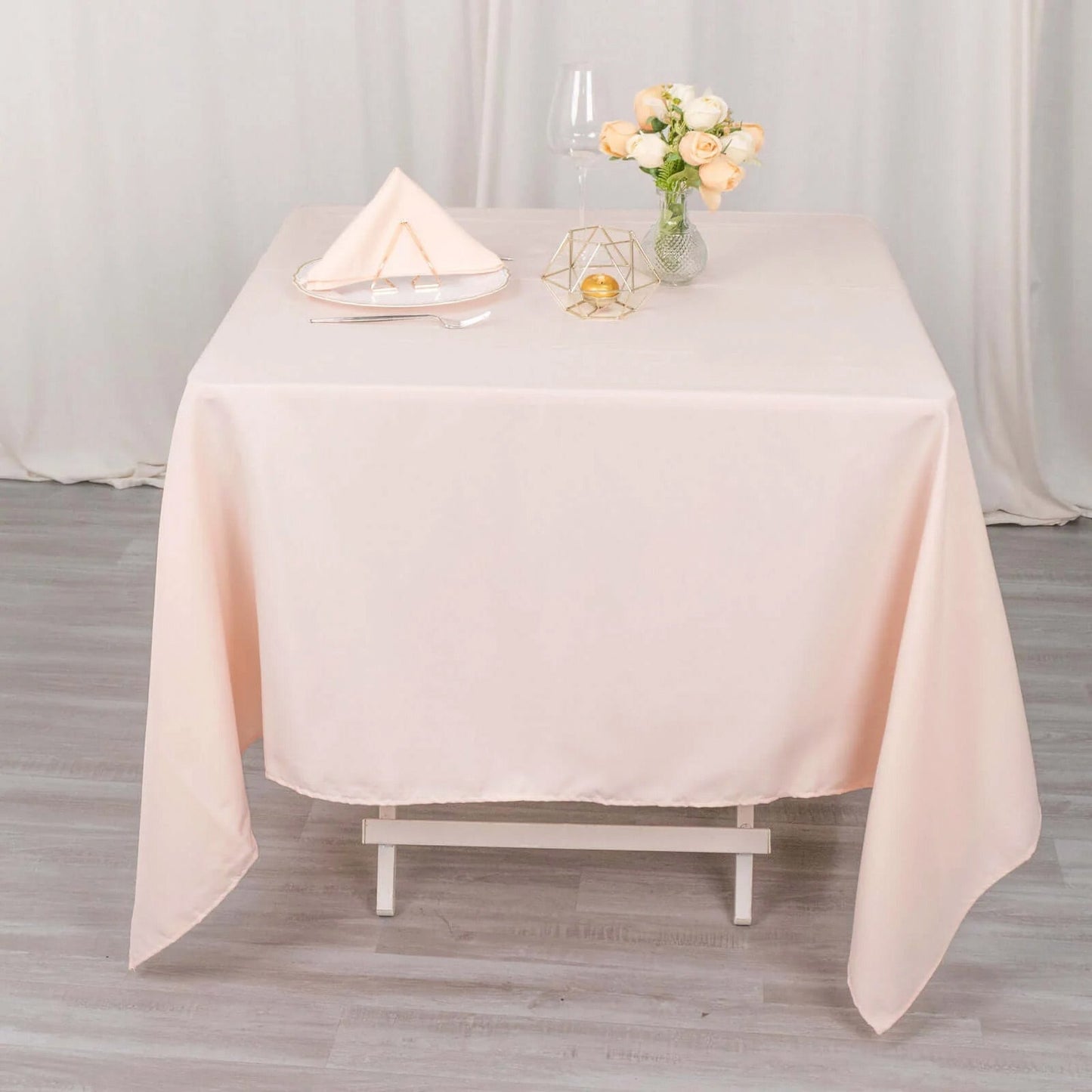 Premium Polyester Square Tablecloth 70"x70" Blush 220GSM Wrinkle-Resistant Table Cover