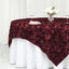Satin 72"x72" Table Overlay Square Tablecloth Burgundy - 3D Rosette Table Cover