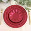 25-Pack Paper 9" Round Dinner Plates in Burgundy with Geometric Prism Rim - Disposable 400GSM Party Plates