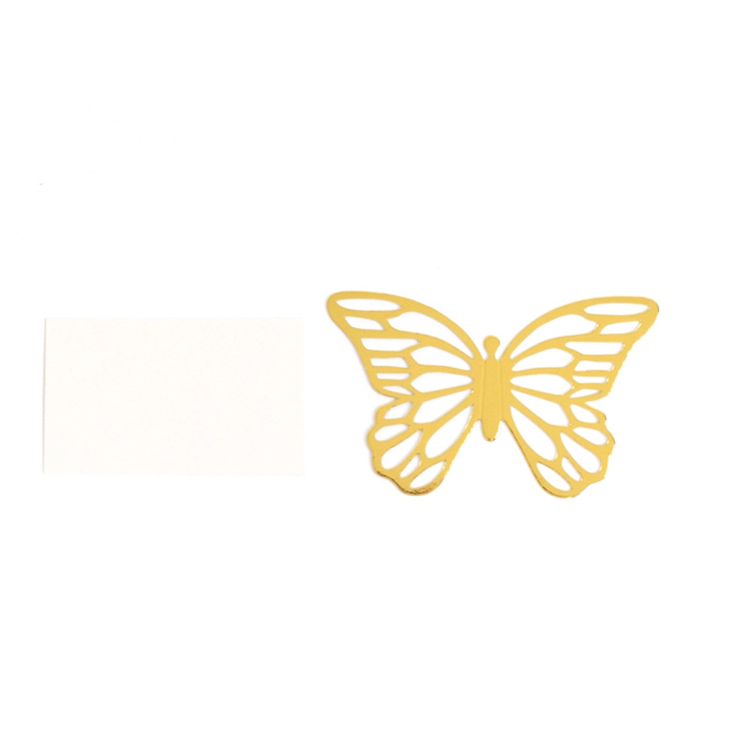 25-Pack Paper Butterfly Place Card Holders Gold with White Printable Cards - 3D Free Standing Table Number Stands 3"x5"