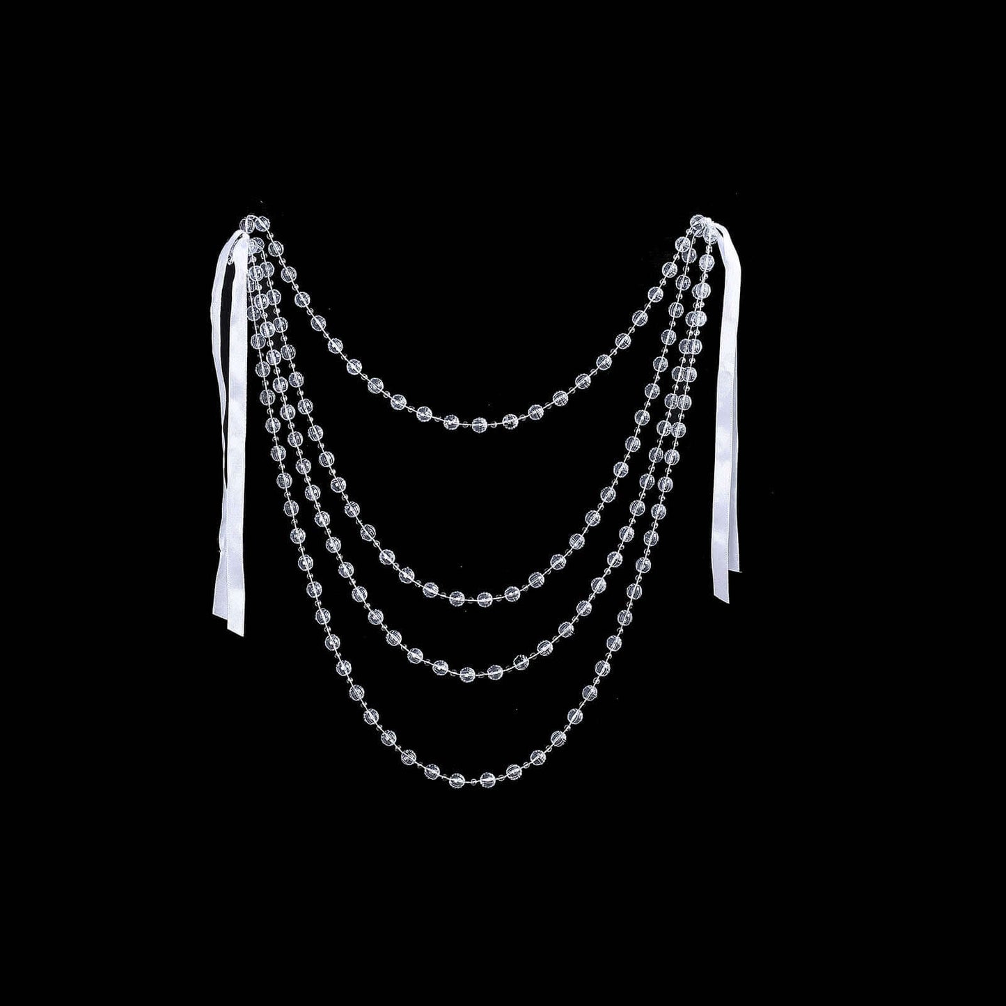 Faux Pearl Beaded 16" Chair Back Garland Sash Clear Gatsby-Inspired Style - Pre-Tied Chic Wedding Decor for Chiavari Chairs