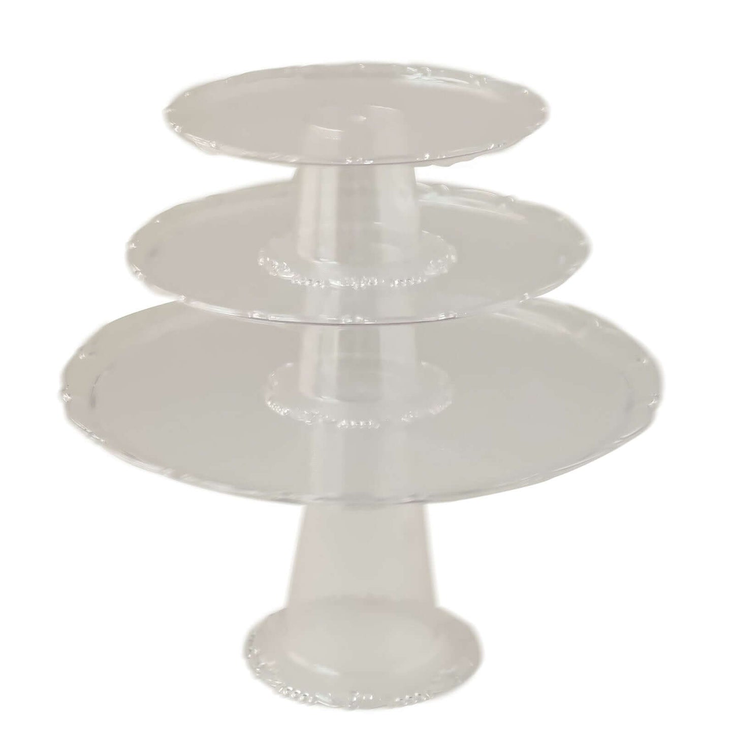 Set of 3 Plastic Round Pedestal Cake Stands Clear for Tea Parties Dessert Buffets & Banquets 9", 11", 15"