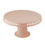 4-Pack Plastic Round Pedestal Cake Stands Blush - Hollow Ribbon Trim Edges 13"