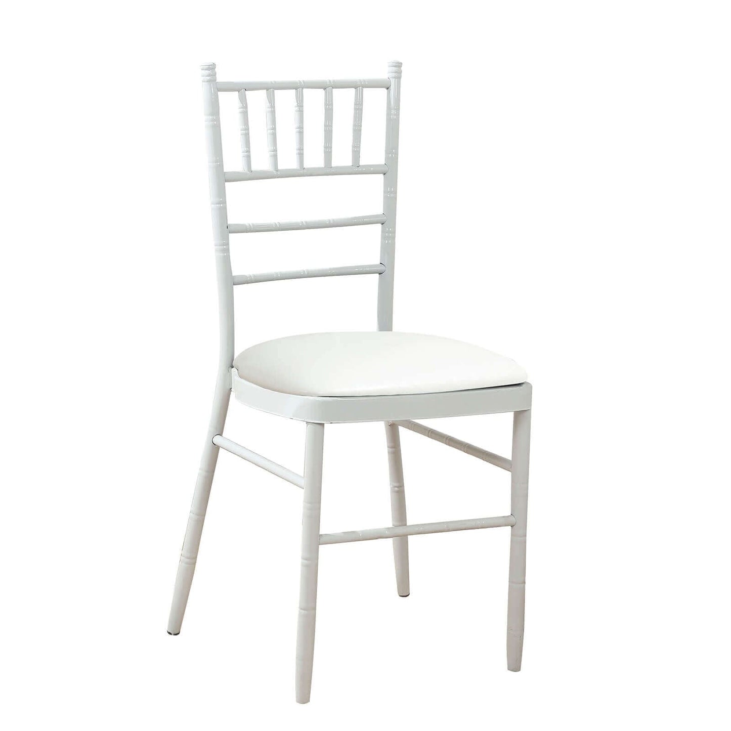 5 Pack PU Leather 1.5" Thick Seat Pads with Wood Backing for Chiavari Chairs White - Memory Foam Tie-Less Non-Slip Design 16"