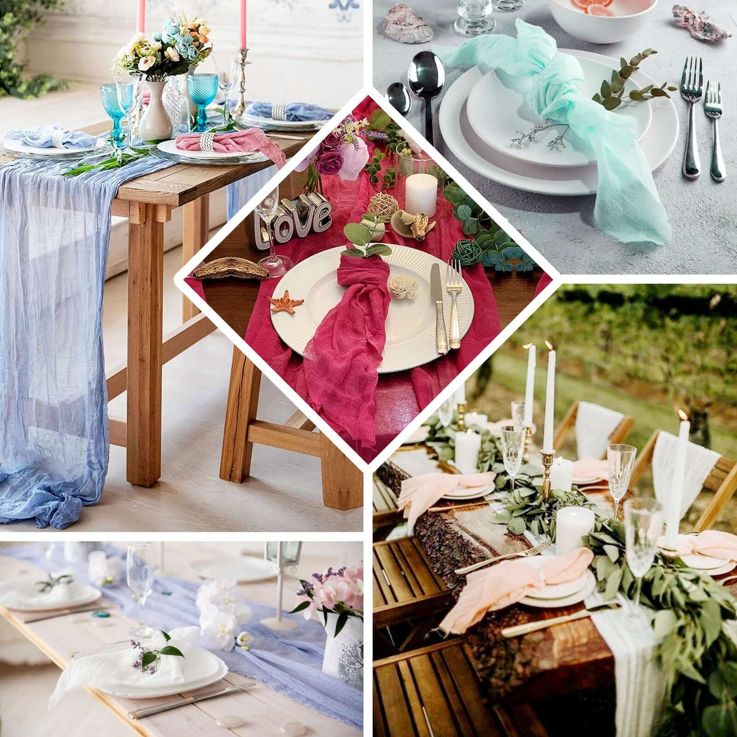 5 Pack Gauze Cheesecloth 24"x19" Napkins Ivory Reusable Dinner Napkins