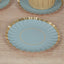 50-Pack Paper 3.5" Round Party Plates in Dusty Blue with Gold Scalloped Rim for Tapas, Appetizers & Finger Foods