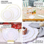 10-Pack Plastic Dessert Appetizer Plates in Taupe Baroque Design with Scalloped Gold Rim - Heavy Duty Disposable Salad Plates 8"