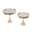 Set of 2 Pedestal Cake Stands Round Design with Mirror Top Gold - Crystal Beaded Cupcake Dessert Display Metal 11", 13"