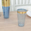 12-Pack Plastic Party Cups Transparent Dusty Blue with Gold Rim - Durable Disposable Tumblers for Drinks 17oz 5.5"