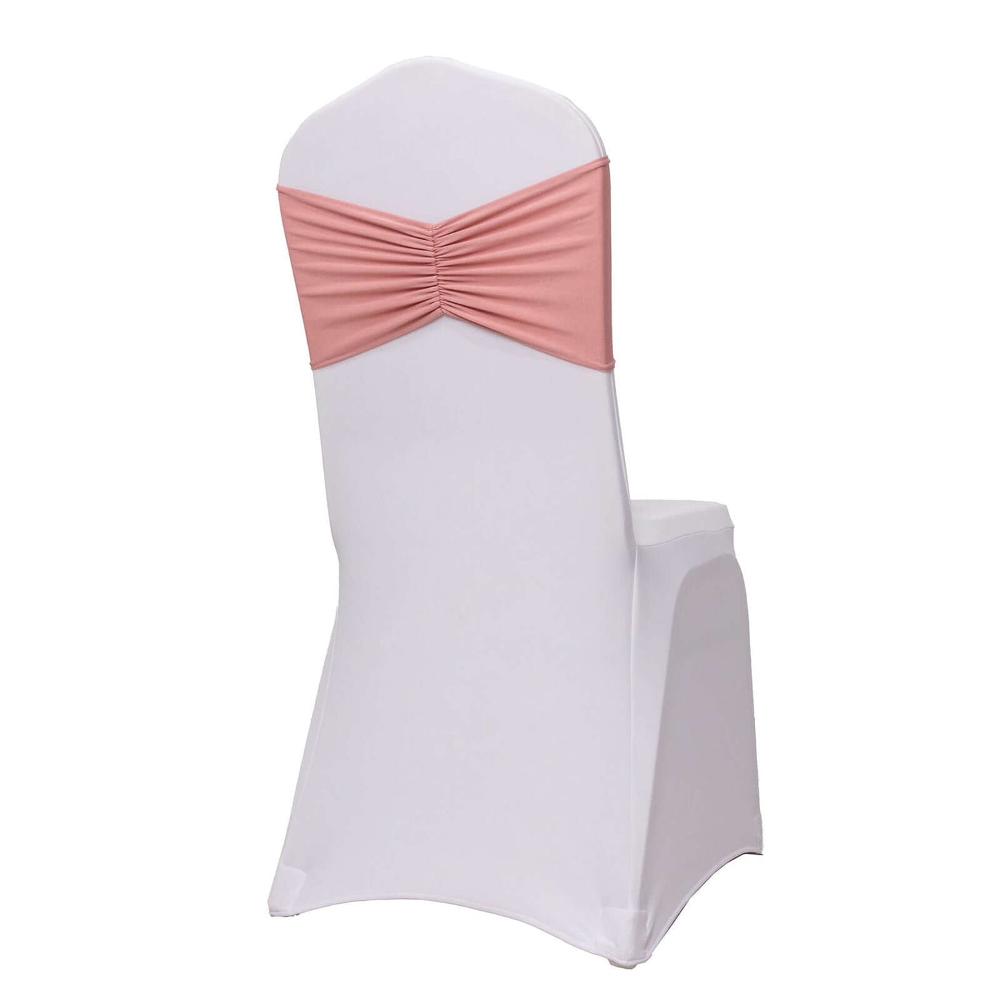 5 Pack Spandex Chair Sashes Dusty Rose Ruffled Style - Wide Easy to Use Stretch Chair Bands 8"x13"