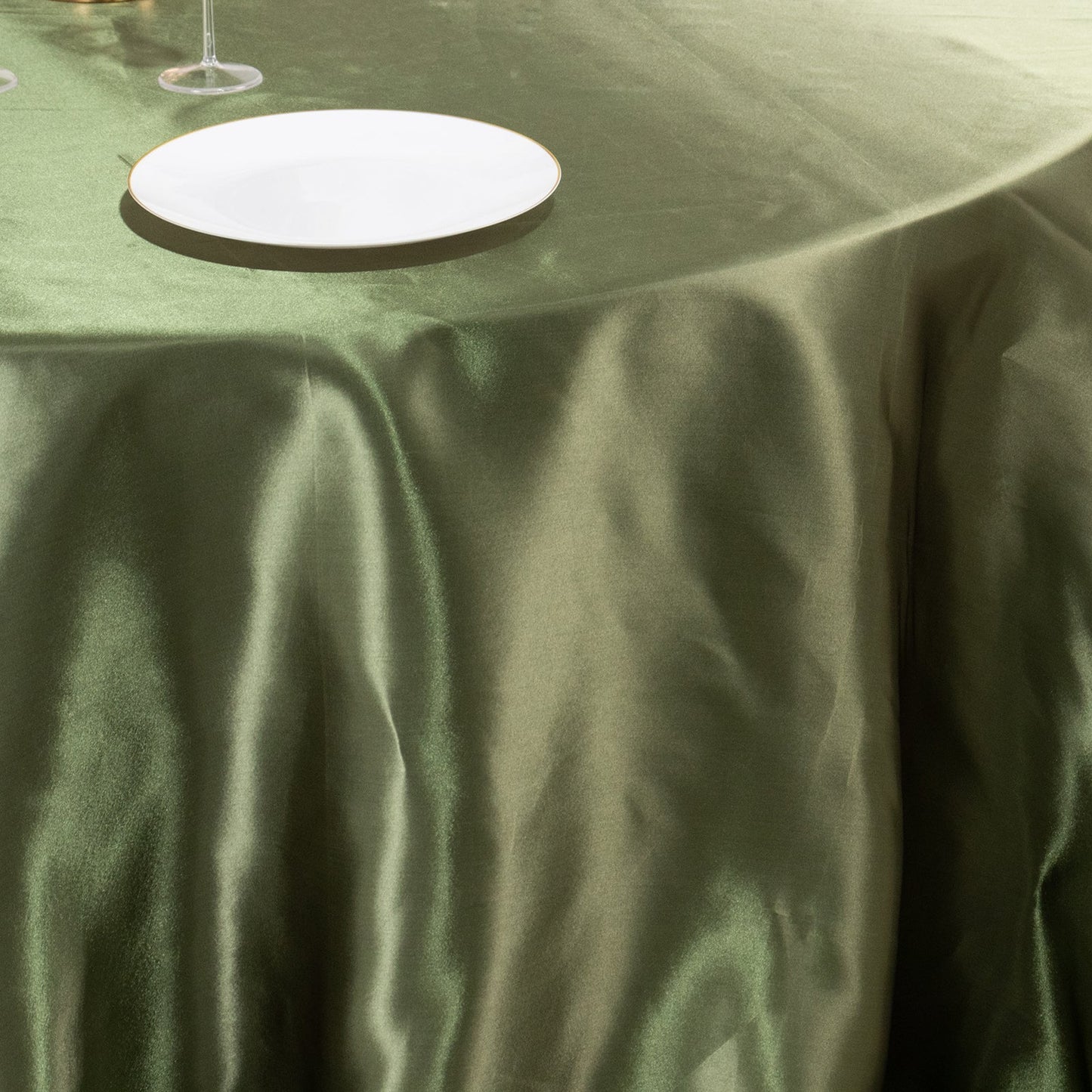 Satin 132" Round Tablecloth Dusty Sage Green - Stylish Seamless Table Cover