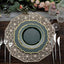 10-Pack Plastic 8" Round Dessert Plates in Hunter Emerald Green with Gold Scalloped Rim - Disposable Appetizer/Salad Plates